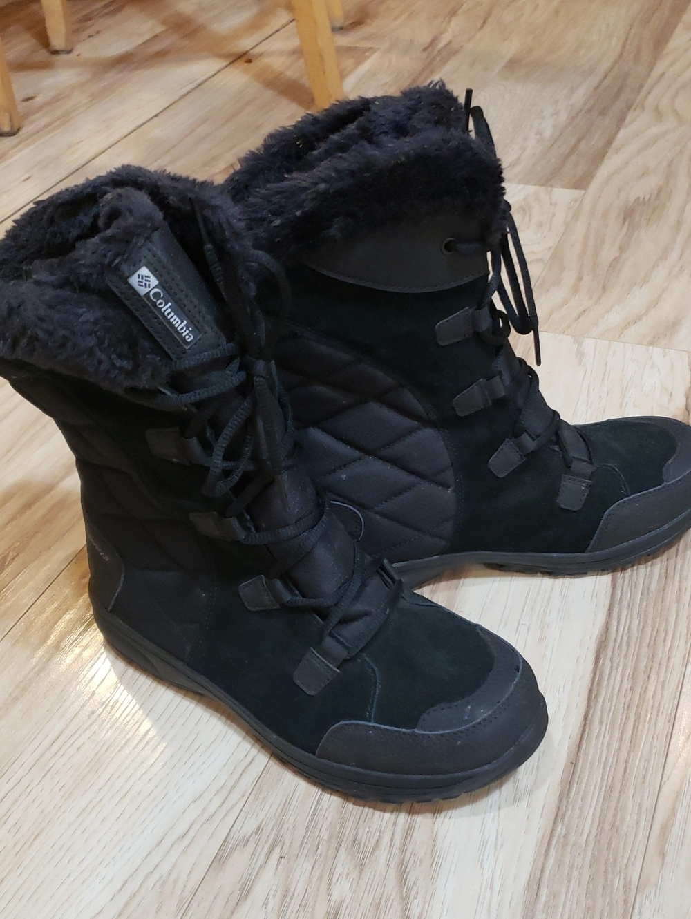Columbia Ice Maiden ll Black Winter Snowboots Women 10 Faux Fur Waterproof